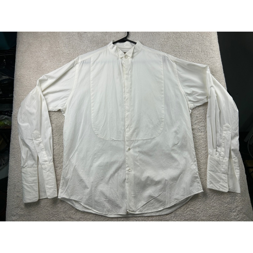Donna Karan Bib Front Tuxedo 15.5 White French Cuff Formal Luxury Old Money